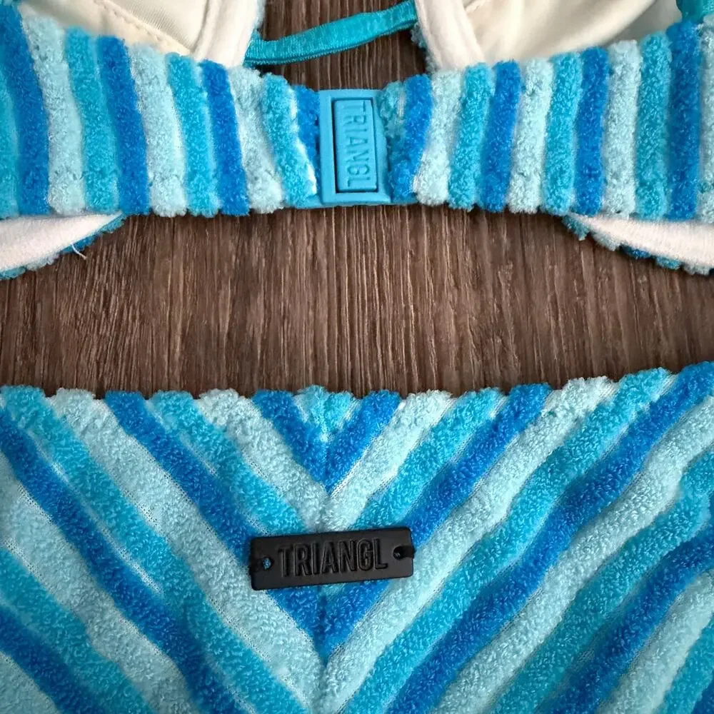triangl swimwear Blue Striped Bikini Set